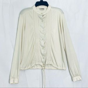 Vintage Inner Visiens button up blouse with drawstring waist cream off-white 12
